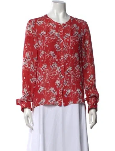 Pre-owned A.l.c Silk Floral Print Blouse In Orange