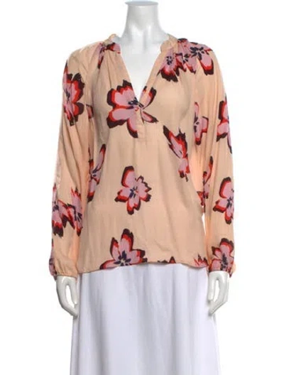 Pre-owned A.l.c Silk Floral Print Blouse In Orange
