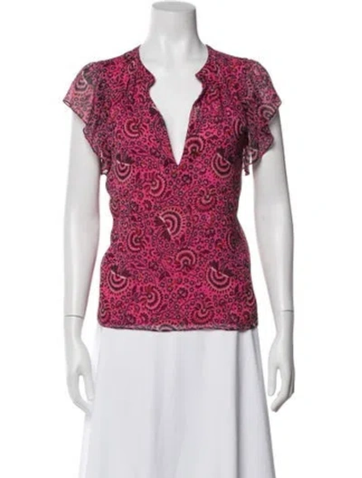 Pre-owned A.l.c Silk Floral Print Blouse In Pink