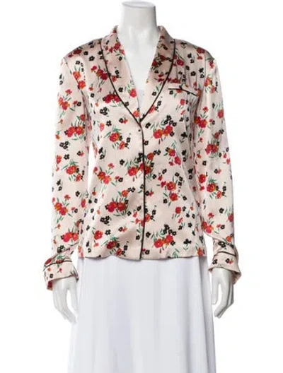 Pre-owned A.l.c Silk Floral Print Blouse In Pink