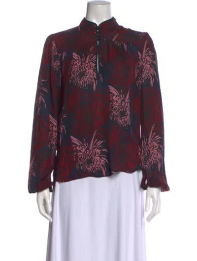 Pre-owned A.l.c Silk Floral Print Blouse In Pink