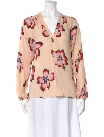 Pre-owned A.l.c Silk Floral Print Blouse In Pink