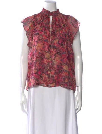 Pre-owned A.l.c Silk Floral Print Blouse In Pink