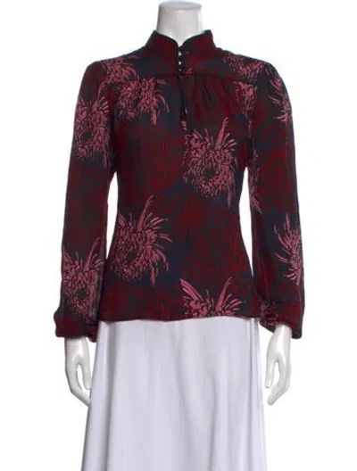 Pre-owned A.l.c Silk Floral Print Blouse In Pink