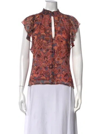 Pre-owned A.l.c Silk Floral Print Blouse In Pink