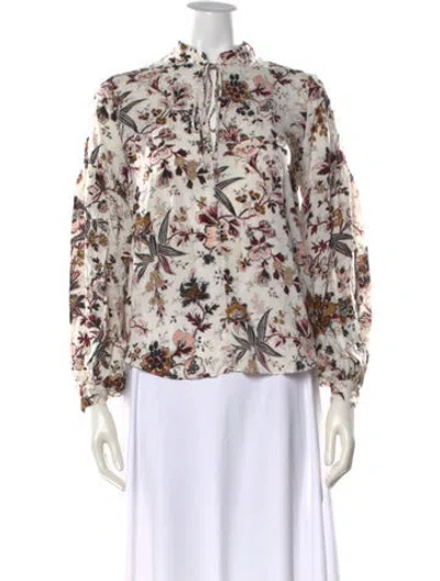 Pre-owned A.l.c Silk Floral Print Blouse In Red
