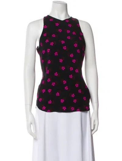 Pre-owned A.l.c Silk Floral Print Blouse W/ Tags In Black