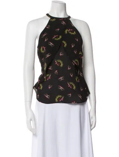 Pre-owned A.l.c Silk Floral Print Blouse W/ Tags In Black
