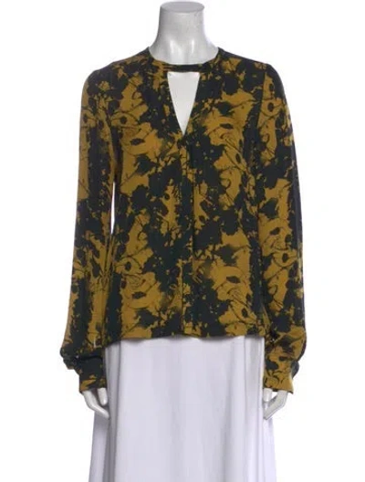 Pre-owned A.l.c Silk Floral Print Blouse In Yellow