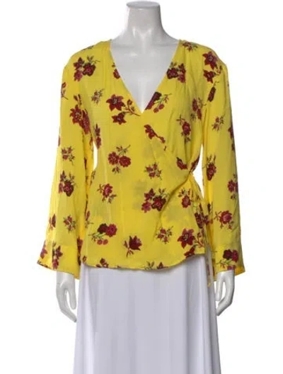 Pre-owned A.l.c Silk Floral Print Blouse In Yellow