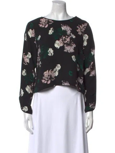 Pre-owned A.l.c Silk Floral Print Crop Top In Black