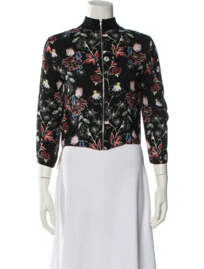 Pre-owned A.l.c Silk Floral Print Crop Top In Black