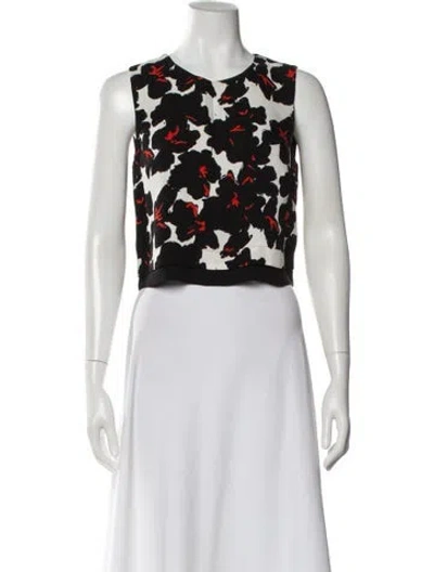 Pre-owned A.l.c Silk Floral Print Crop Top In Black