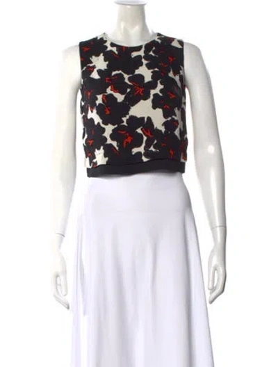 Pre-owned A.l.c Silk Floral Print Crop Top In Black