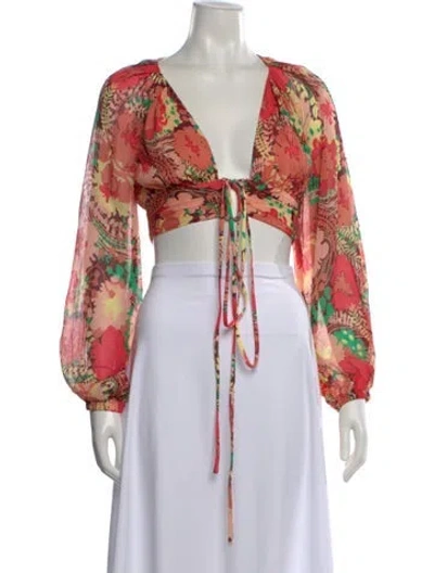 Pre-owned A.l.c Silk Floral Print Crop Top In Multi