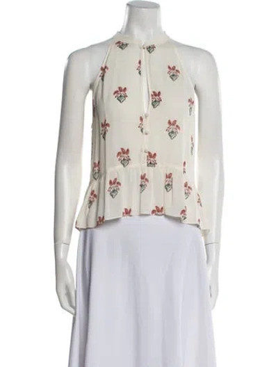 Pre-owned A.l.c Silk Floral Print Crop Top In Neutral