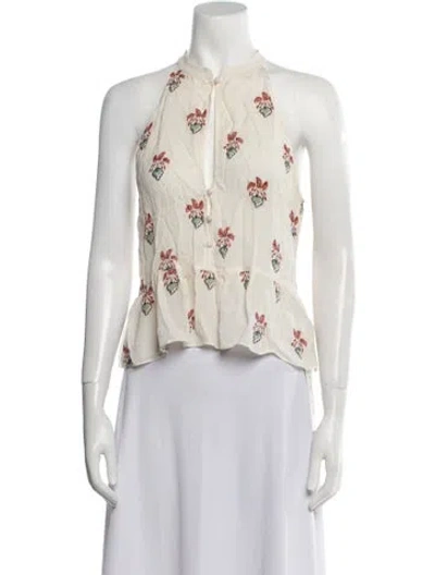 Pre-owned A.l.c Silk Floral Print Crop Top In Neutral