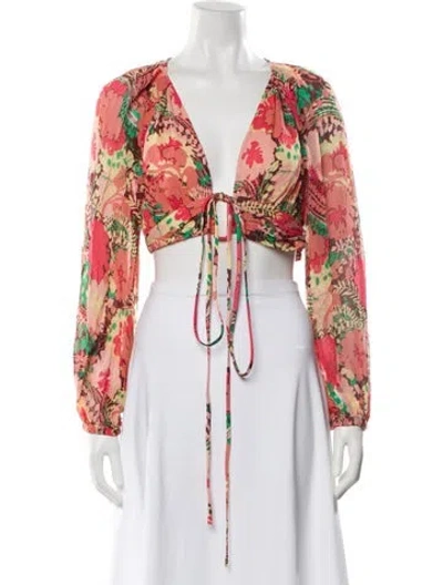 Pre-owned A.l.c Silk Floral Print Crop Top In Pink
