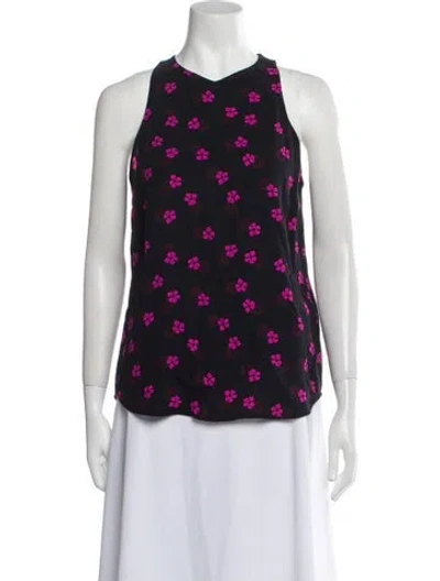 Pre-owned A.l.c Silk Floral Print Top In Black