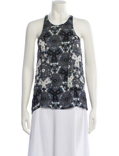 Pre-owned A.l.c Silk Floral Print Top In Black