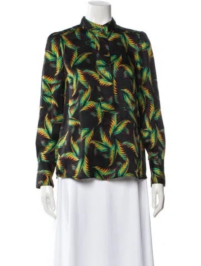 Pre-owned A.l.c Silk Floral Print Top In Black