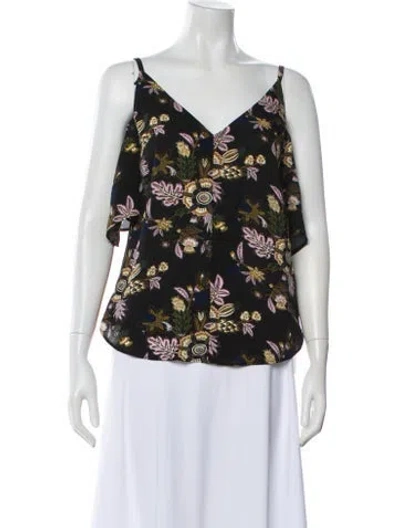 Pre-owned A.l.c Silk Floral Print Top In Black