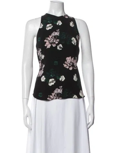 Pre-owned A.l.c Silk Floral Print Top In Black