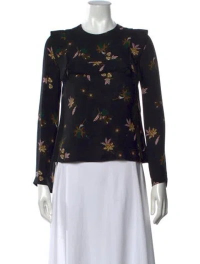 Pre-owned A.l.c Silk Floral Print Top In Black