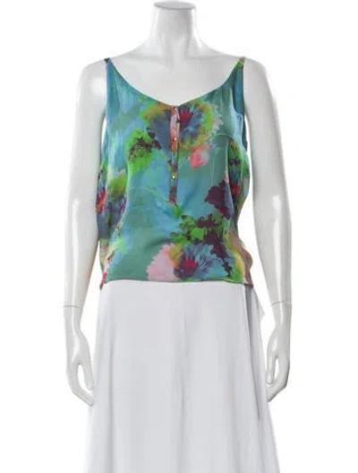 Pre-owned A.l.c Silk Floral Print Top In Blue