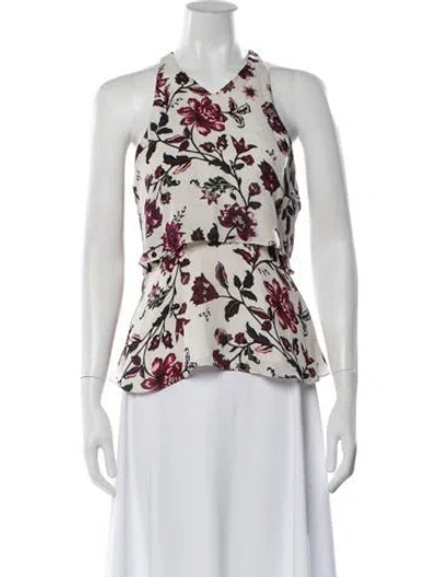 Pre-owned A.l.c Silk Floral Print Top In Burgundy/neutrals
