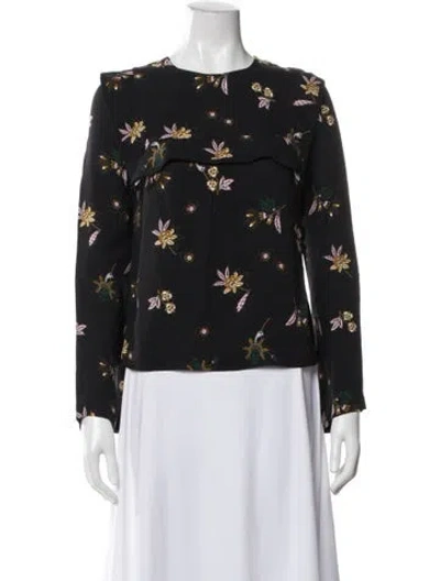 Pre-owned A.l.c Silk Floral Print Top In Gray