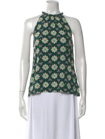 Pre-owned A.l.c Silk Floral Print Top In Green