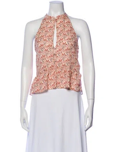 Pre-owned A.l.c Silk Floral Print Top In Neutral