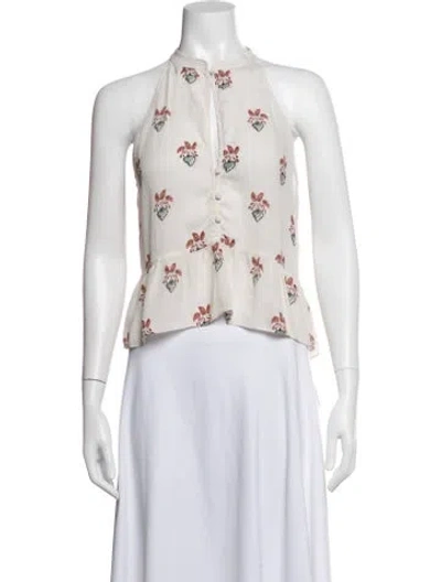 Pre-owned A.l.c Silk Floral Print Top In Neutral