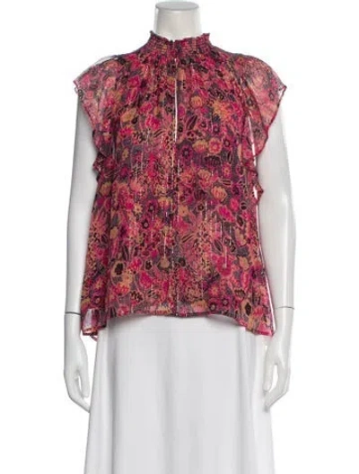 Pre-owned A.l.c Silk Floral Print Top In Pink