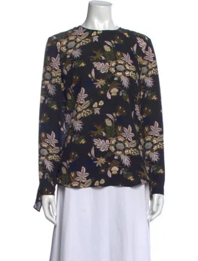 Pre-owned A.l.c Silk Floral Print Top W/ Tags In Black