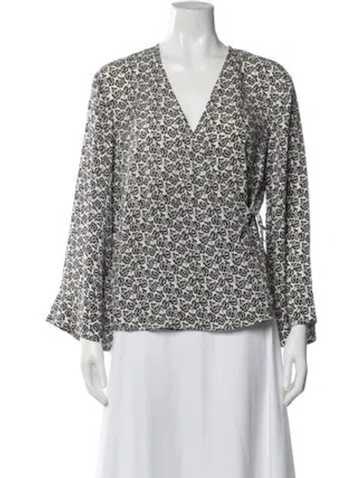 Pre-owned A.l.c Silk Floral Print Top In White