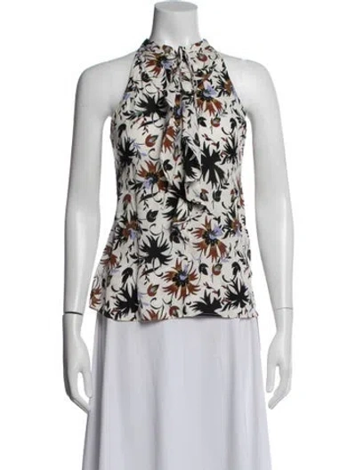 Pre-owned A.l.c Silk Floral Print Top In White