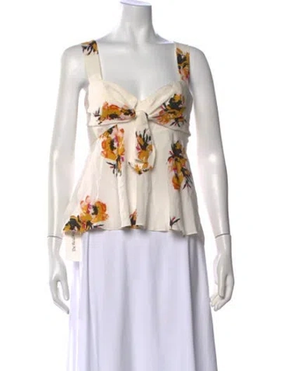 Pre-owned A.l.c Silk Floral Print Top In White