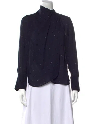 Pre-owned A.l.c Silk Graphic Print Blouse In Blue