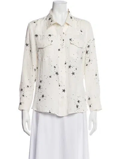 Pre-owned A.l.c Silk Graphic Print Button-up Top In White