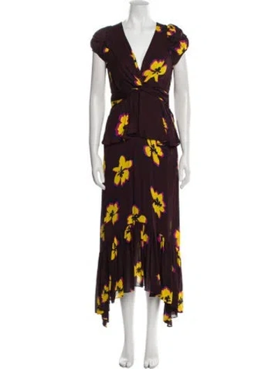 Pre-owned A.l.c Silk Long Dress In Brown