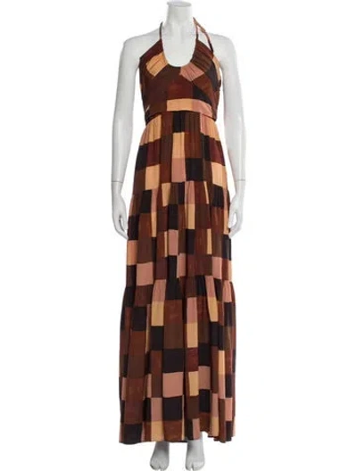 Pre-owned A.l.c Silk Long Dress In Brown