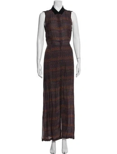 Pre-owned A.l.c Silk Long Dress In Brown