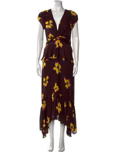 Pre-owned A.l.c Silk Long Dress In Burgundy