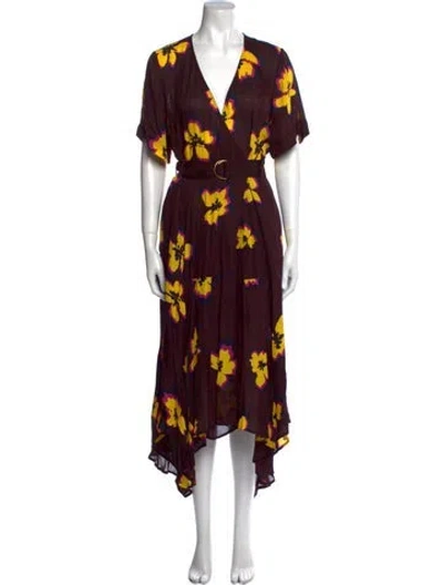 Pre-owned A.l.c Silk Long Dress In Burgundy