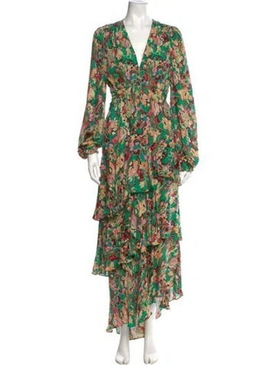 Pre-owned A.l.c Silk Long Dress In Green