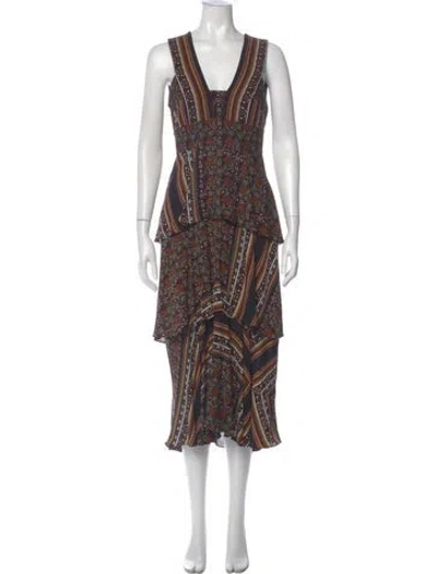 Pre-owned A.l.c Silk Long Dress In Multi