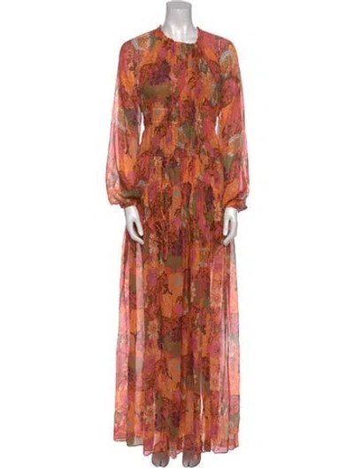 Pre-owned A.l.c Silk Long Dress In Multi