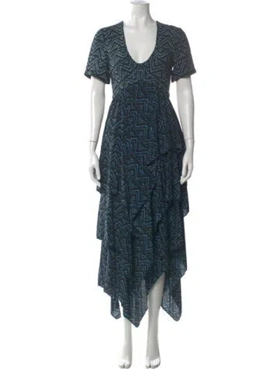 Pre-owned A.l.c Silk Long Dress In Multi